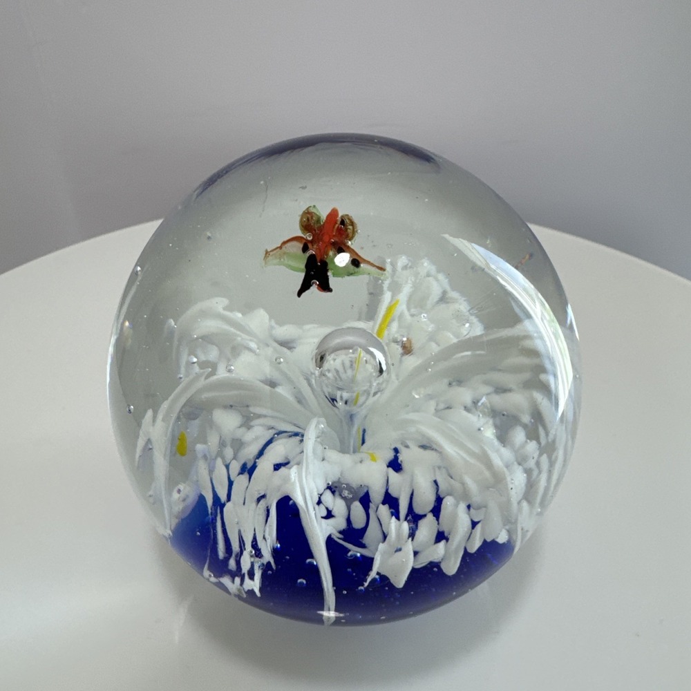 Vtg Dynasty Gallery Murano Style Art Glass Aquarium Fish Paperweight Ocean Coral
